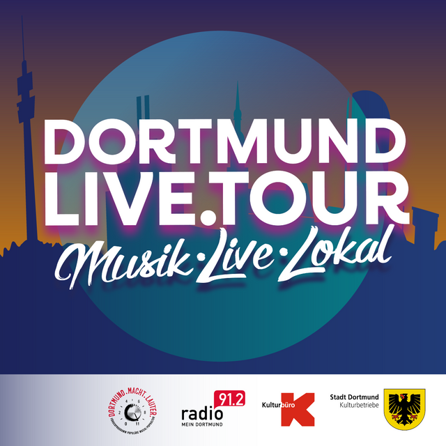 Titelbild mit Logo der Dortmund Live.Tour vor Dortmunder Skyline