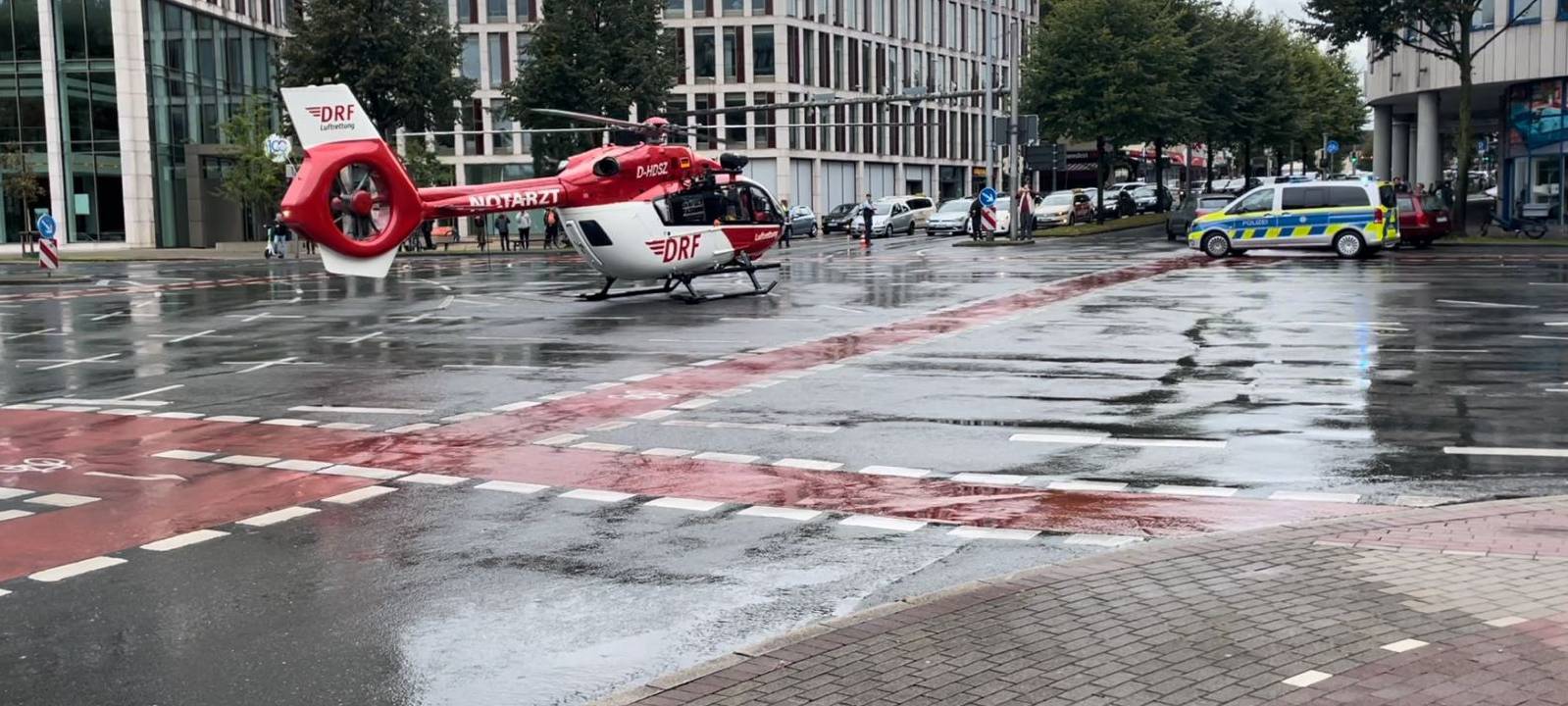 Rettungshubschrauber in der Dortmunder City