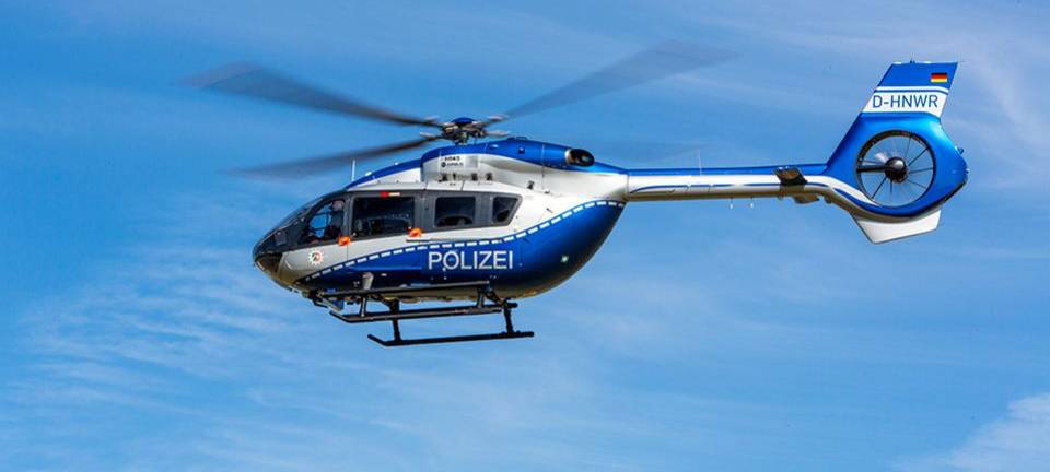 Polizei-Hubschrauber der Polizei NRW im Einsatz.