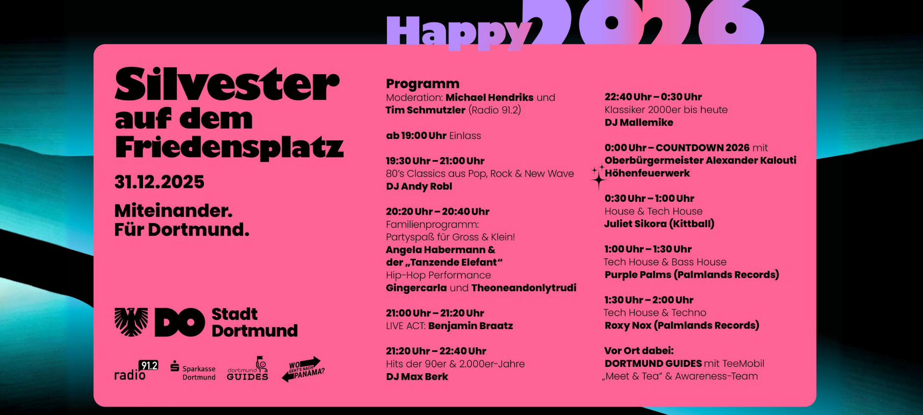 Dortmund feiert zusammen Silvester auf dem Friedensplatz.